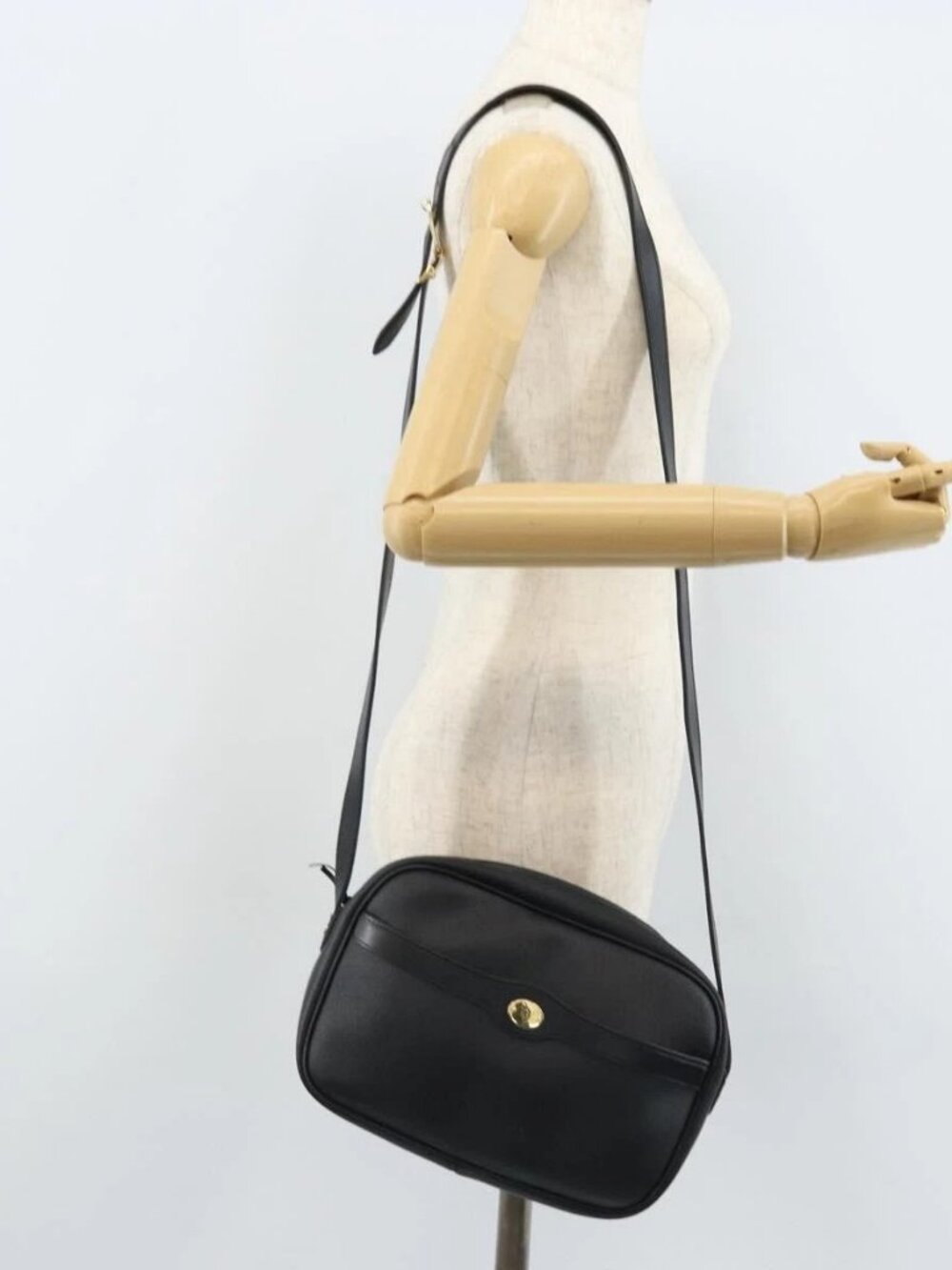 Christian Dior Honeycomb Canvas Shoulder Bag PVC Black